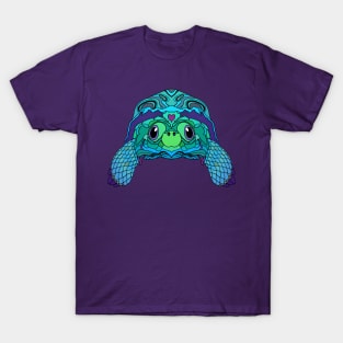 Happy Tortoise in Teal T-Shirt